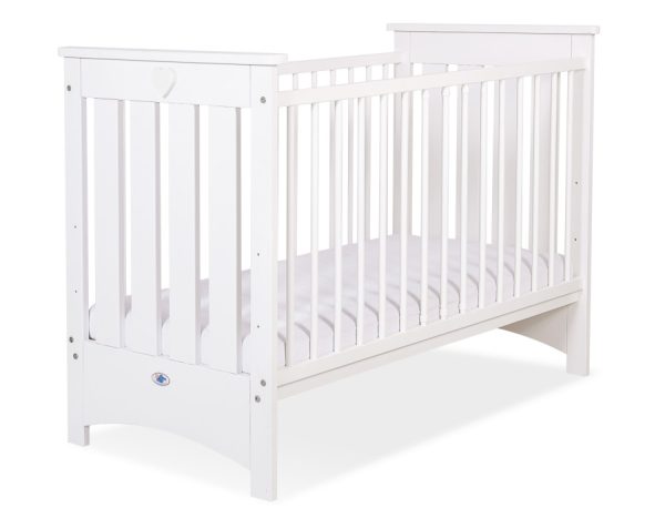 Wooden baby cot  120x60cm Lorenzo III white, with teething rail
