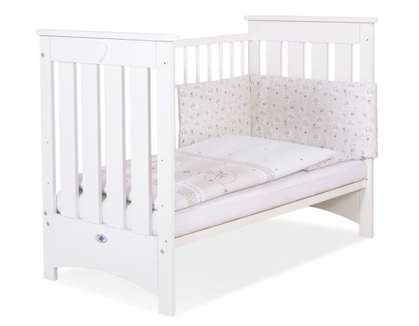 Wooden baby cot  120x60cm Lorenzo III white, with teething rail - Image 4