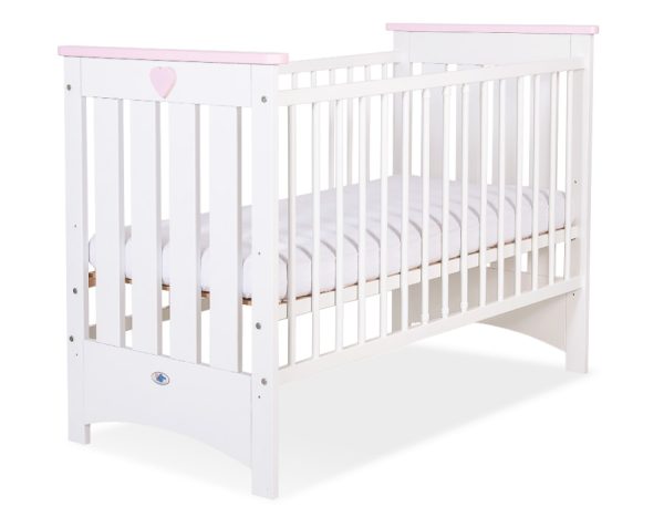 Wooden baby cot 120x60cm Lorenzo III white-pink, with teething rail - Image 2