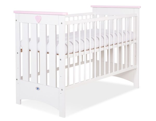 Wooden baby cot 120x60cm Lorenzo III white-pink, with teething rail - Image 3