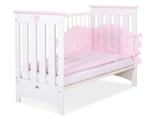 Wooden baby cot 120x60cm Lorenzo III white-pink, with teething rail - Image 4