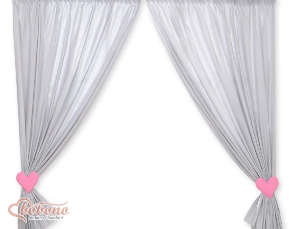 Children's room curtains with hearts grey and pink