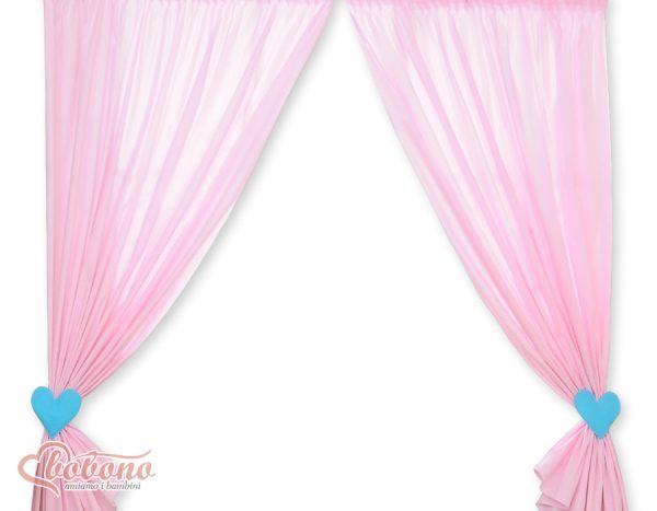 Children's room curtains with hearts pink and turquoise