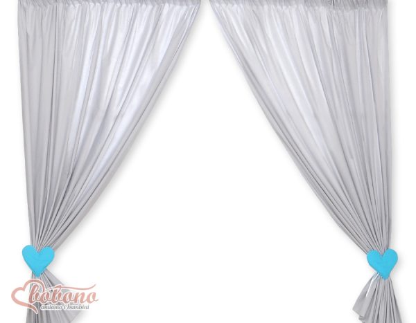 Children's room curtains with hearts grey and turquoise