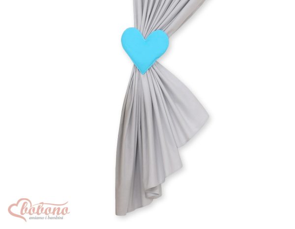 Children's room curtains with hearts grey and turquoise - Image 3