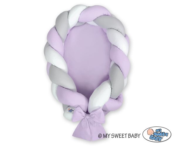 Braided baby nest 2 in 1 - white-lilac-gray - Image 2