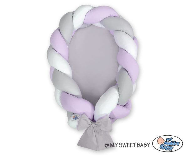 Braided baby nest 2 in 1 - white-lilac-gray - Image 2