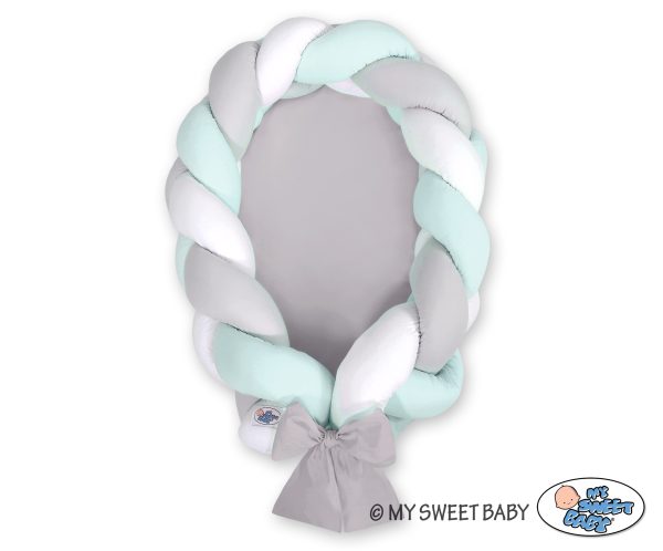 Braided baby nest 2 in 1 - white-gray-mint - Image 2
