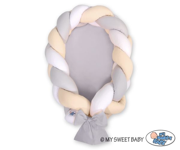 Braided baby nest 2 in 1 - white-gray-beige - Image 2