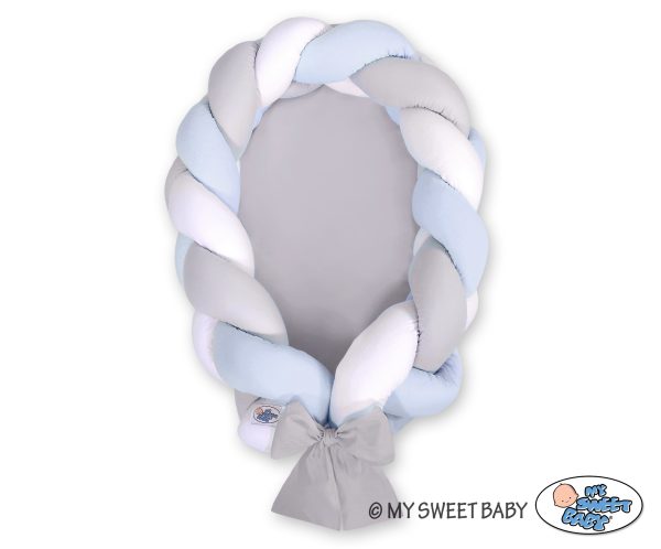 Braided baby nest 2 in 1 - white-gray-blue - Image 2