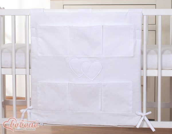 Cot tidy- Hanging Hearts white - Image 2