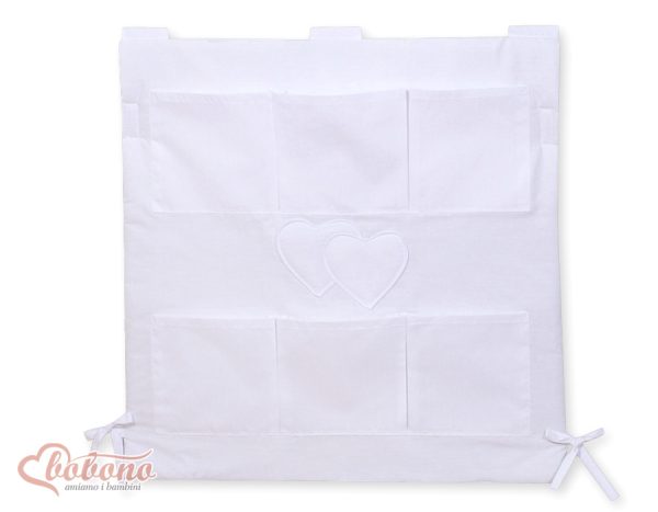 Cot tidy- Hanging Hearts white