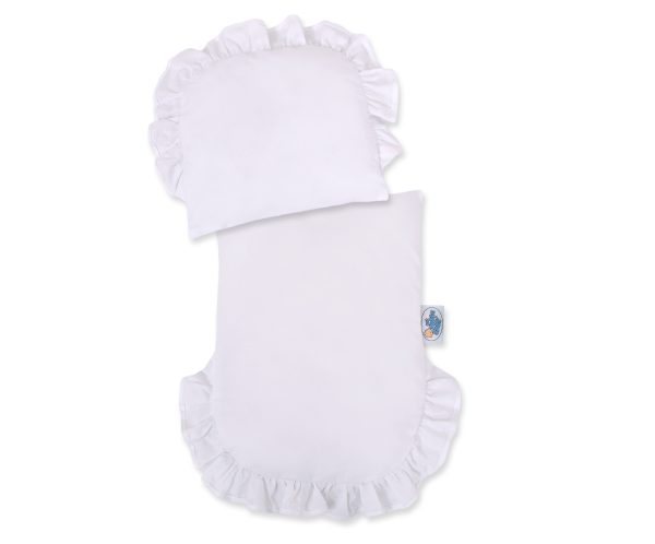 Wicker doll pushchair grey with white bedding and soft padding - Image 3