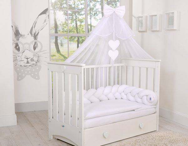 Wooden baby cot  120x60cm Lorenzo III white, with teething rail - Image 5