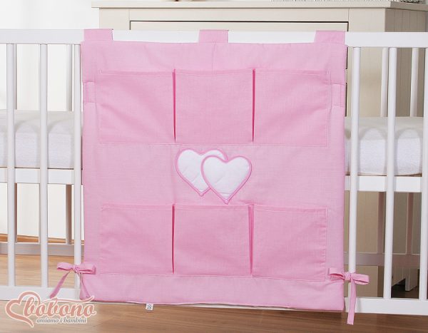 Cot tidy- Hanging Hearts pink - Image 2