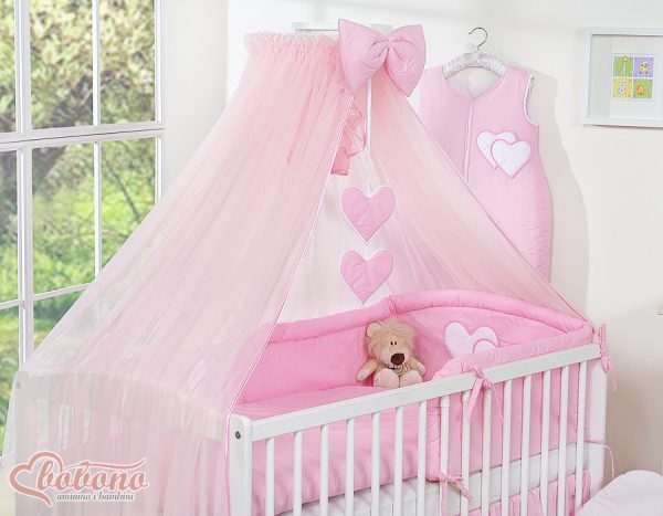 Mosquito-net made of chiffon- Hanging Hearts pink