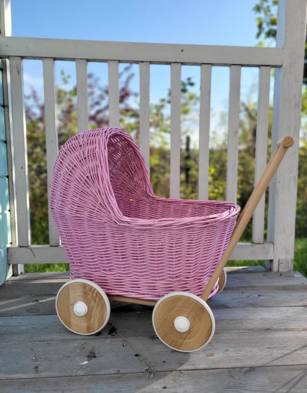 Wicker doll pushchair - pink - Image 5