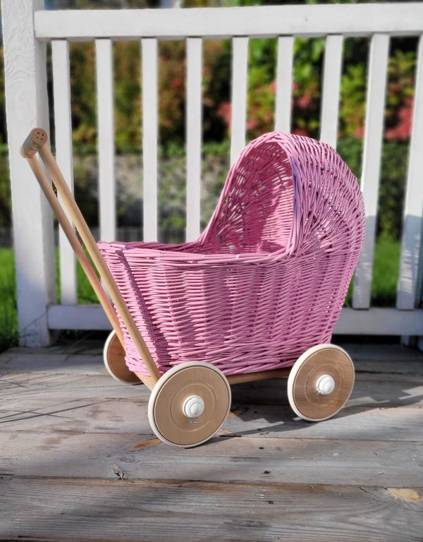 Wicker doll pushchair - pink - Image 7