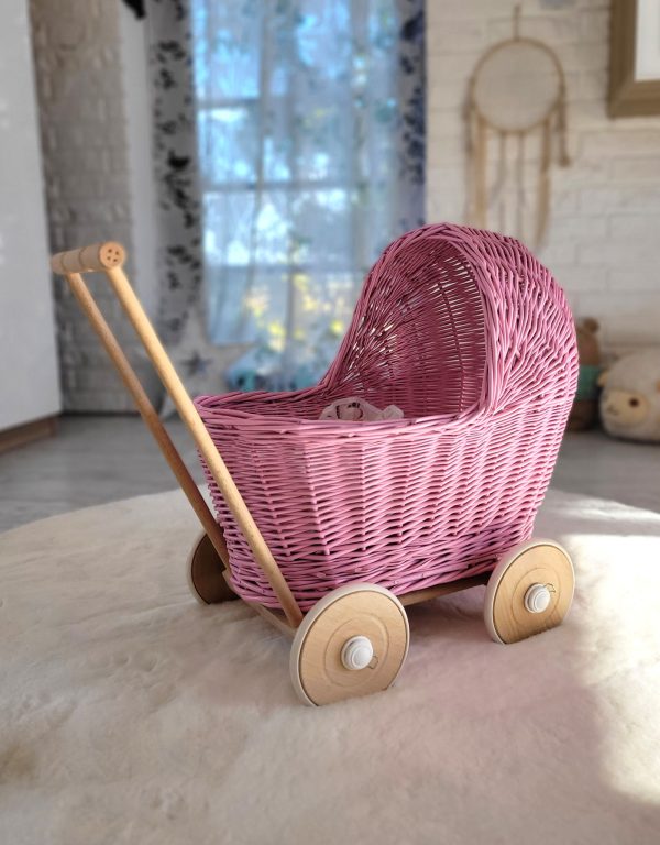 Wicker doll pushchair - pink - Image 8