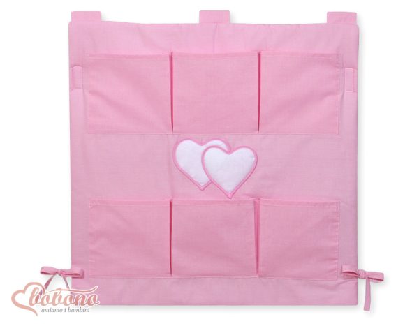 Cot tidy- Hanging Hearts pink
