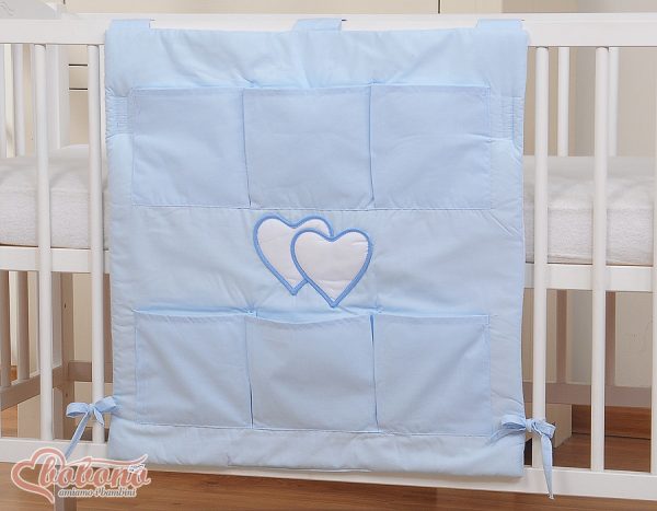 Cot tidy- Hanging Hearts blue - Image 2