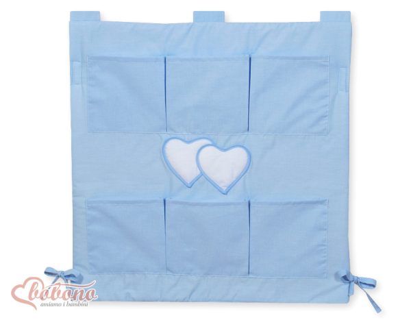 Cot tidy- Hanging Hearts blue