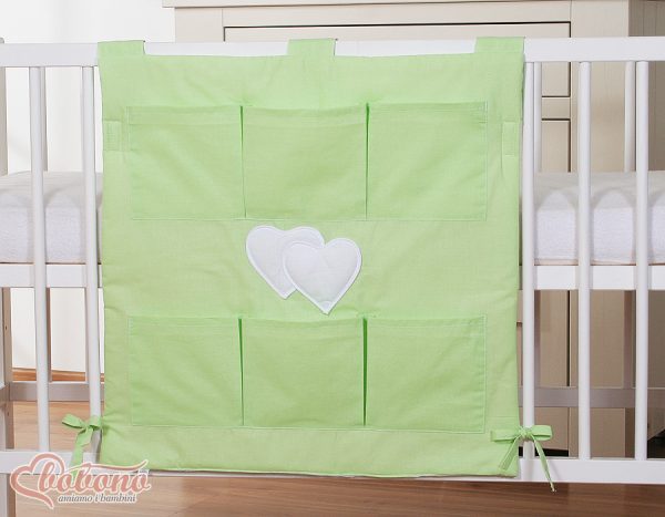 Cot tidy- Hanging Hearts green - Image 2