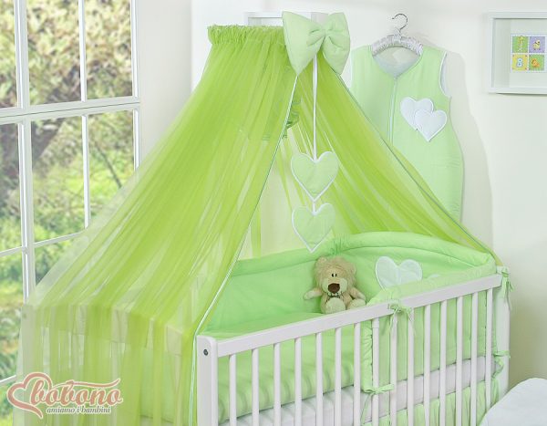 Mosquito-net made of chiffon- Hanging Hearts green