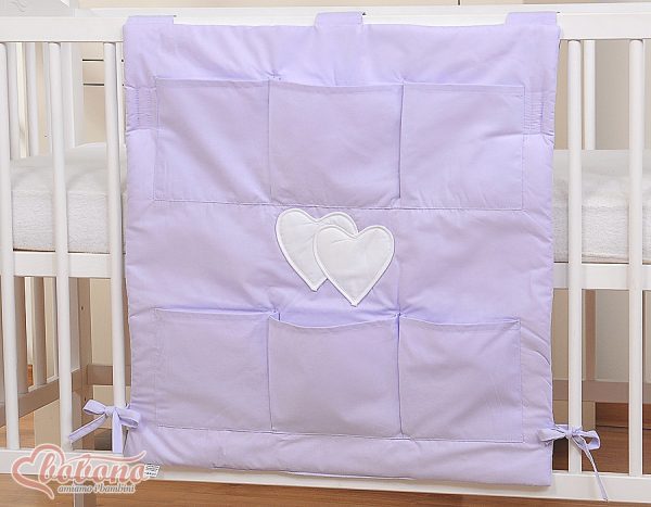 Cot tidy- Hanging Hearts lilac - Image 2