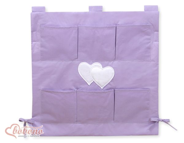 Cot tidy- Hanging Hearts lilac