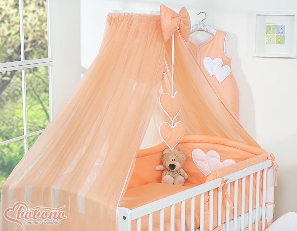 Mosquito-net made of chiffon- Hanging Hearts peach