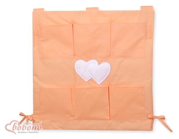 Cot tidy- Hanging Hearts orange