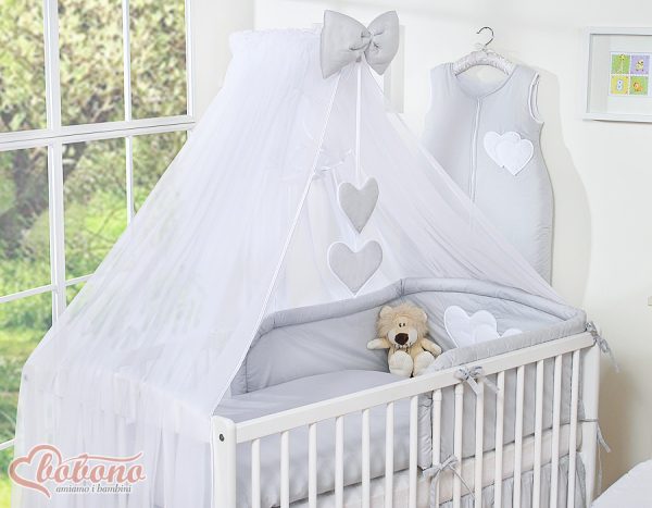 Mosquito-net made of chiffon- Hanging Hearts gray
