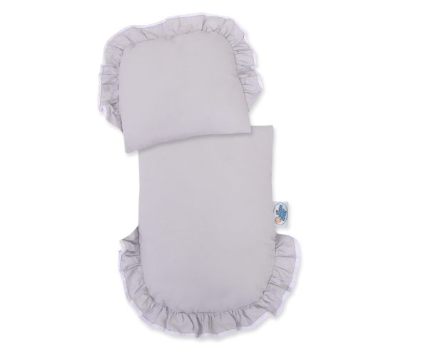 Wicker doll pushchair grey with grey bedding and soft padding - Image 3