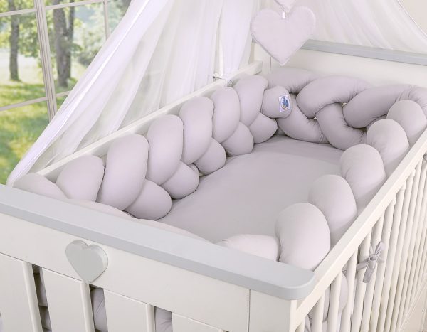 Wooden baby cot 120x60cm Lorenzo III white-grey, with teething rail - Image 7