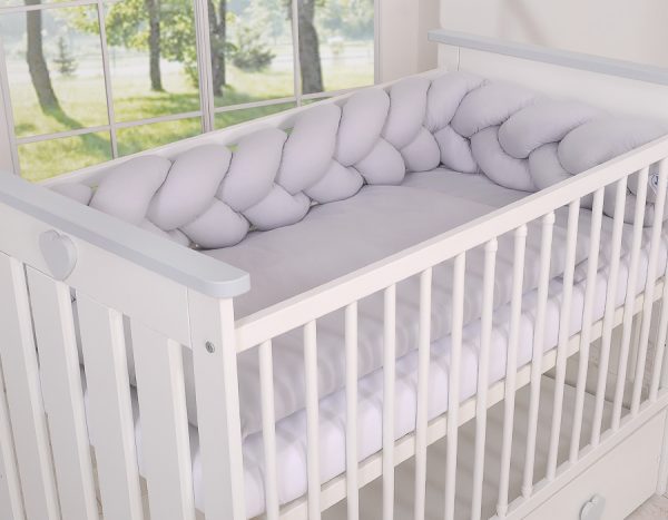 Wooden baby cot 120x60cm Lorenzo III white-grey, with teething rail - Image 8
