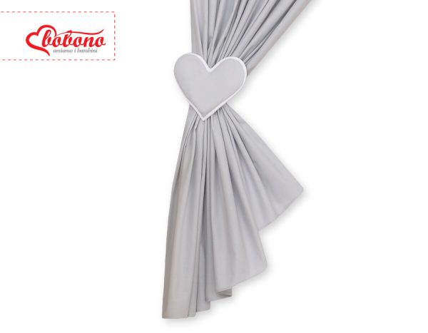 Curtains for baby room- Hanging Hearts white dots on gray - Image 2