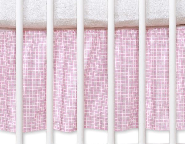 Dust Ruffle-Masking flounce 120x60cm- Hkanging Hearts pink checkered