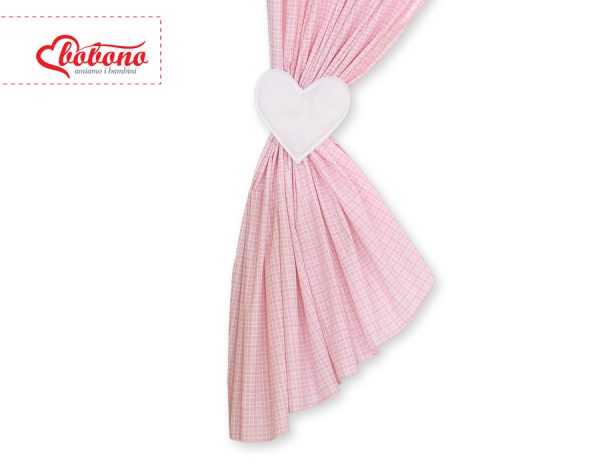 Curtains for baby room- Hanging Hearts pink checkered - Image 2
