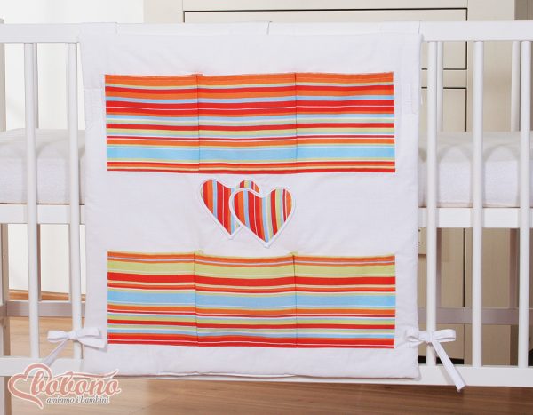Cot tidy- Hanging Hearts orange strips - Image 2