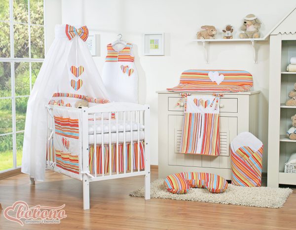 Canopy made of fabric- Hanging Hearts orange strips - Image 2