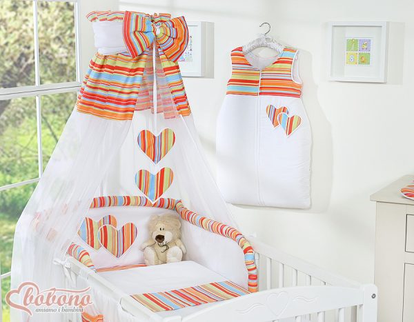 Canopy made of Chiffon- Hanging Hearts orange strips