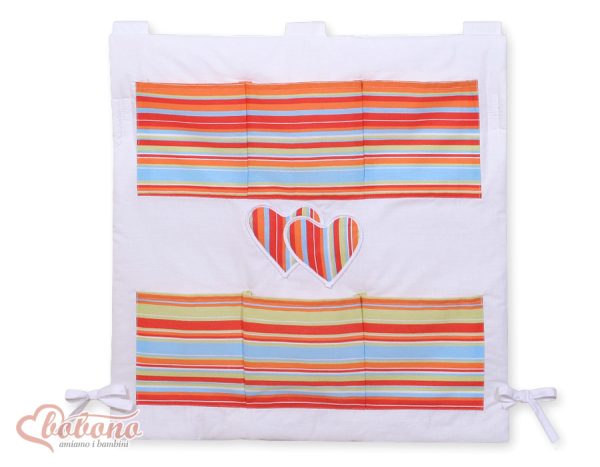 Cot tidy- Hanging Hearts orange strips