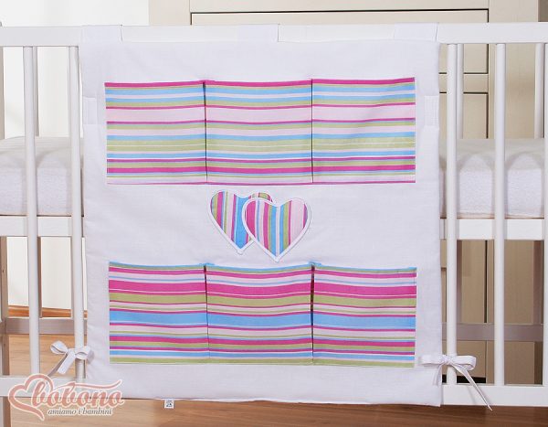 Cot tidy- Hanging Hearts lilac strips - Image 2