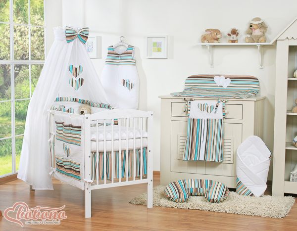Canopy made of fabric- Hanging Hearts brown strips - Image 2