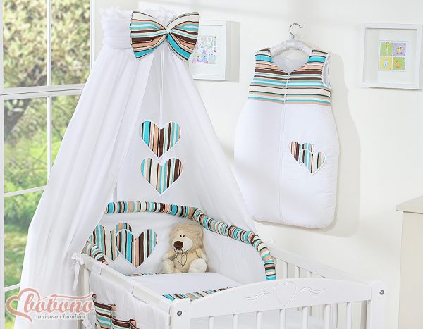 Canopy made of fabric- Hanging Hearts brown strips
