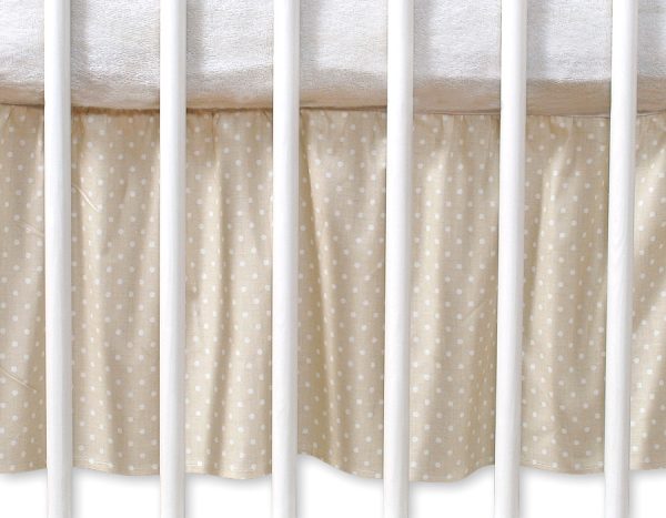 Dust Ruffle-Masking flounce 140x70cm- Hanging Hearts white polka dots on beige