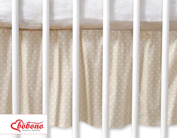 Dust Ruffle-Masking flounce 140x70cm- Hanging Hearts white polka dots on beige - Image 2