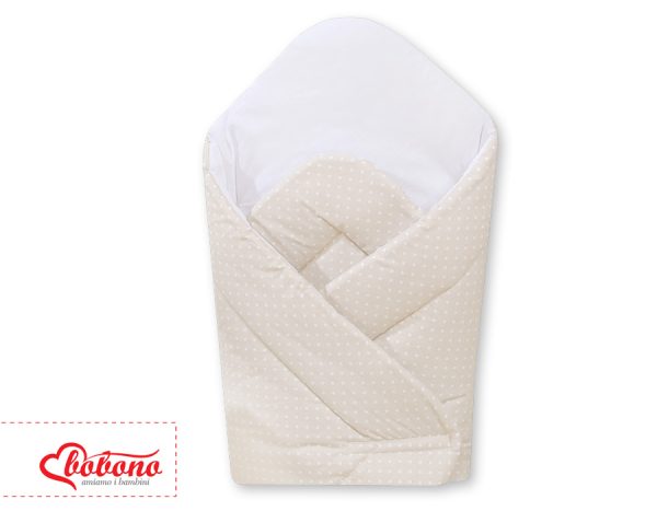 Babynest with stiffening- Hanging Hearts white polka dots on beige - Image 2