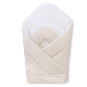 Babynest with stiffening- Hanging Hearts white polka dots on beige